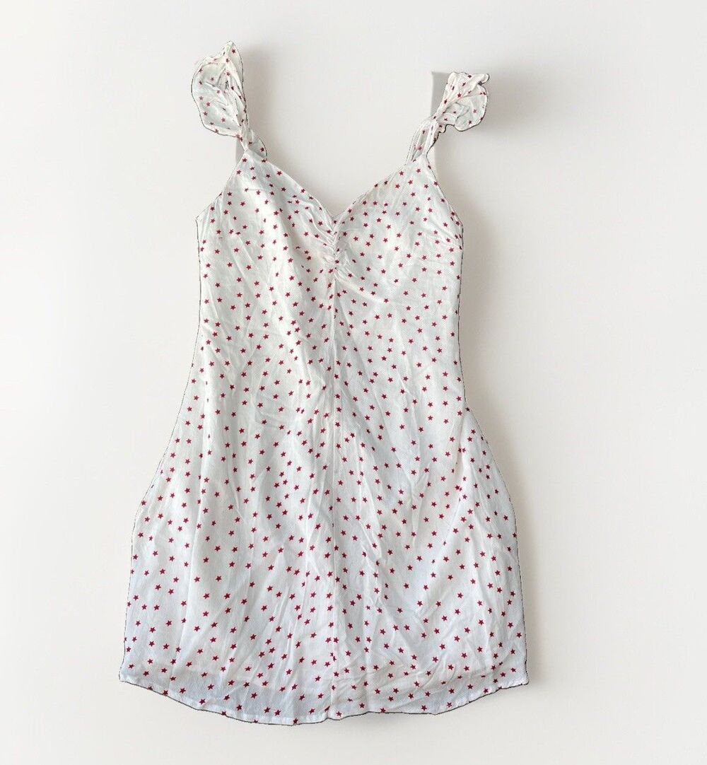 BB Dakota Stars Align Mini Dress Size 0 White Red Flutter Zip REVOLVE
